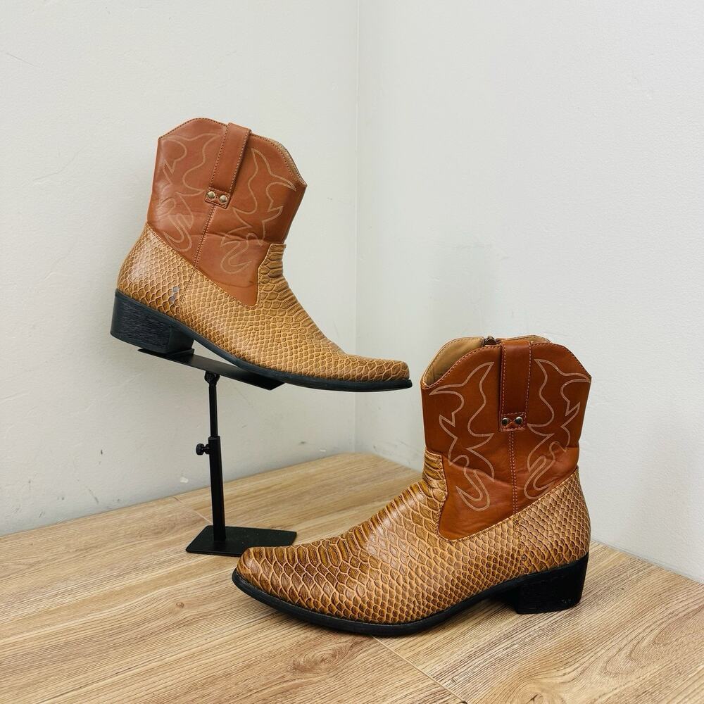 Alberto Fellini Brown Leather Crocodile Western Boots Men’s Size 9.5